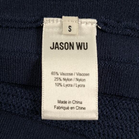 Jason Wu Collection Dress Womens S Navy Blue Ribbed Pleated Half Sleeve Pullover - Picture 4 of 16